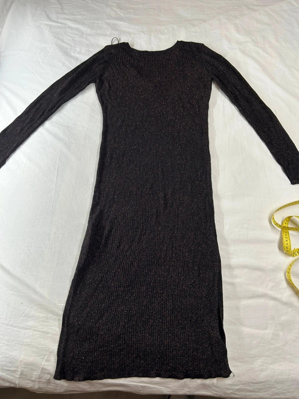 Robe longue marron noire à strass promod